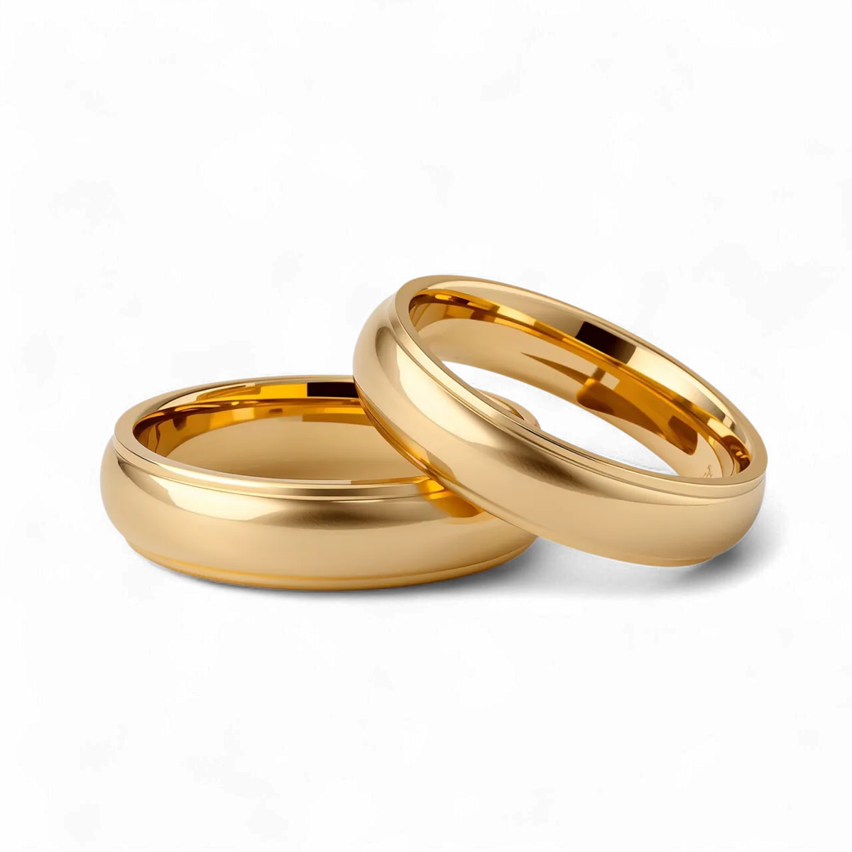 A pair of gold wedding bands